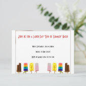 夏の労働者の日の招待状のアイスキャンデーの端 招待状 (スタンド正面)