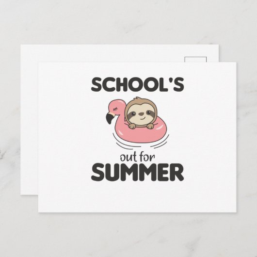 夏の動物のための学校おもしろい。 ポストカード (正面/裏面)