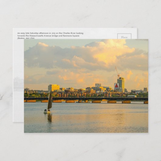 夏の午後、ボストンとチャールズ川 ポストカード (正面/裏面)