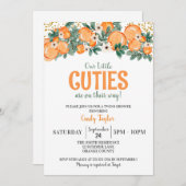 夏の双子シャワー、オレンジ柑橘系ベビーシャワー 招待状 (正面/裏面)