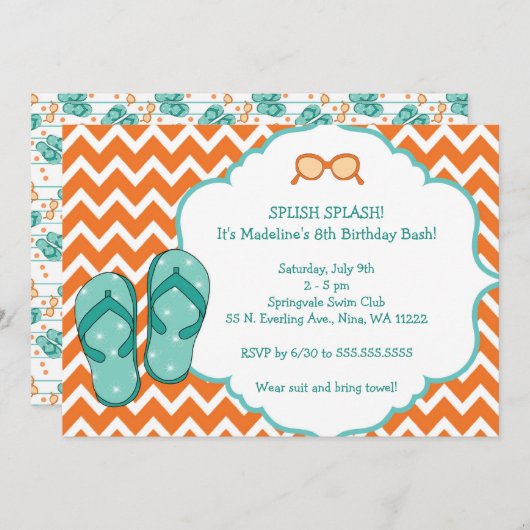 夏の双安定回路の誕生会の招待 招待状 (正面/裏面)