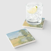 夏の収穫風景を川で抜ける ストーンコースター (横)