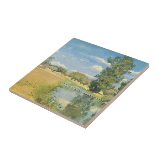 夏の収穫風景を川で抜ける タイル (側面)