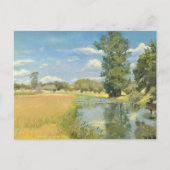 夏の収穫風景を川で抜ける ポストカード (正面)