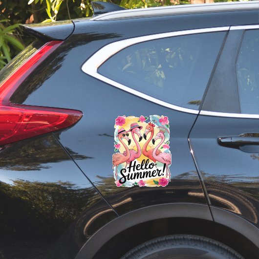 夏の可愛いフラミンゴビーチバケーション シール (車体側面)