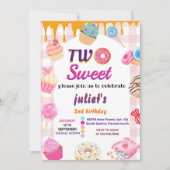 夏の可愛い女の子の2歳の誕生日 招待状 (正面)