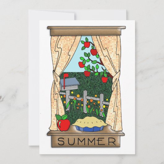 夏の台所の窓からの眺め 招待状 (正面)