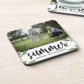 夏の台本のある植物写真と名前を追加 コースター (左側)