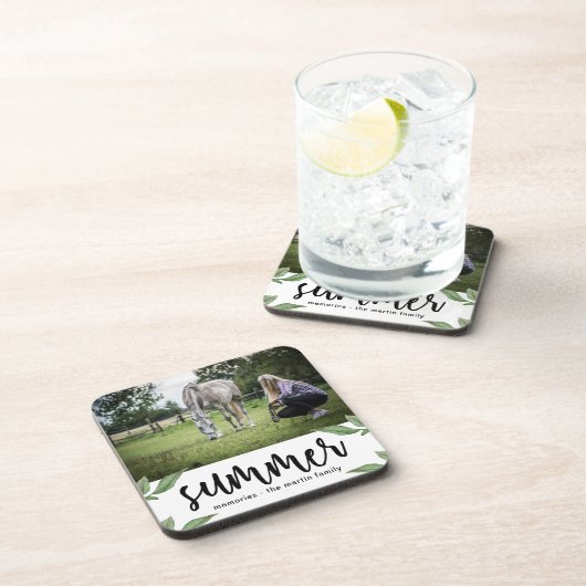 夏の台本のある植物写真と名前を追加 コースター (右側)