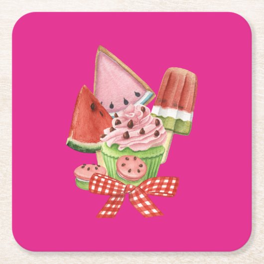 夏の喜び スクエアペーパーコースター (正面)