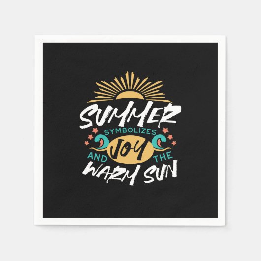 夏の喜び – 暖かい太陽と幸福の引用文 スタンダードカクテルナプキン (正面)