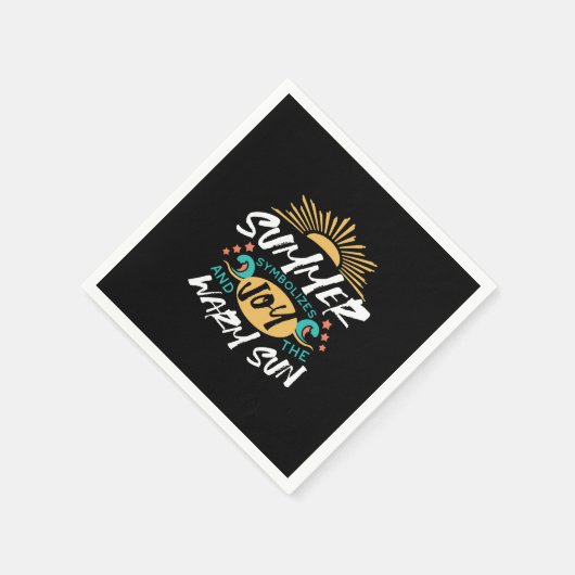 夏の喜び – 暖かい太陽と幸福の引用文 スタンダードカクテルナプキン (角)
