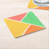 夏の図形の色ブロックパターン スクエアペーパーコースター (アングル)