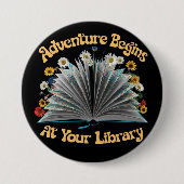 夏の図書館で冒険が始読まる 缶バッジ (正面)