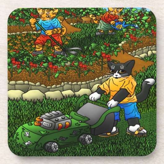 夏の園芸猫 コースター (正面)