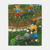 夏の園芸猫 フリースブランケット (正面)