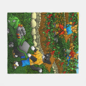 夏の園芸猫 フリースブランケット (正面(横))