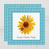 夏の園遊会のヒマワリのピクニック 招待状 (正面/裏面)