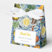 夏の地中海のフルーツ青モザイク赤ちゃんシャワー フェイバーボックス (正面サイド)