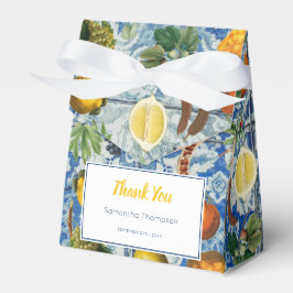 夏の地中海のフルーツ青モザイク赤ちゃんシャワー フェイバーボックス