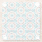 夏の地中海の雰囲気の幾何学的パターン ガラスコースター (裏面)