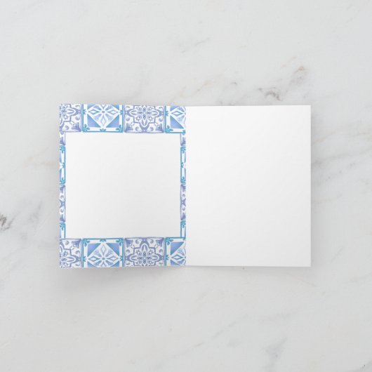 夏の地中海、アマルフィスタイルの誕生日おめでとう サンキューカード (内部)