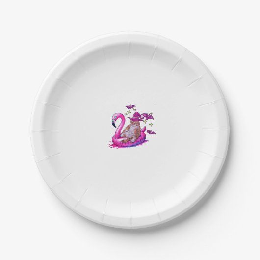 夏の夏の間おもしろいに不気味プールに乗る猫 ペーパープレート (正面)