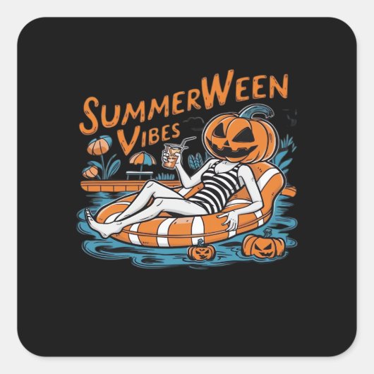 夏の夏の間の不気味雰囲気、ハロウィーンの贈り物 スクエアシール (正面)