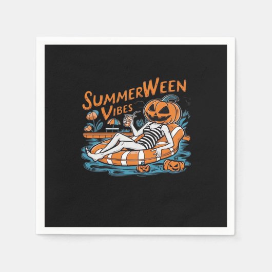 夏の夏の間の不気味雰囲気、ハロウィーンの贈り物 スタンダードカクテルナプキン (正面)