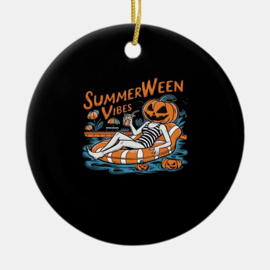 夏の夏の間の不気味雰囲気、ハロウィーンの贈り物 セラミックオーナメント (正面)