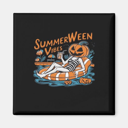 夏の夏の間の不気味雰囲気、ハロウィーンの贈り物 マグネット (正面)