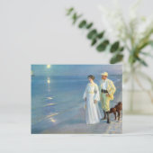 夏の夕べでビーチのSkagen, P.S. Kroyer ポストカード (スタンド正面)