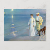 夏の夕べでビーチのSkagen, P.S. Kroyer ポストカード (正面)