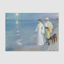 夏の夕べでビーチのSkagen, P.S. Kroyer 薄葉紙