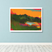 夏の夕日のトロピカルシーン キャンバスプリント (インサイチュ (ウッドフロア))