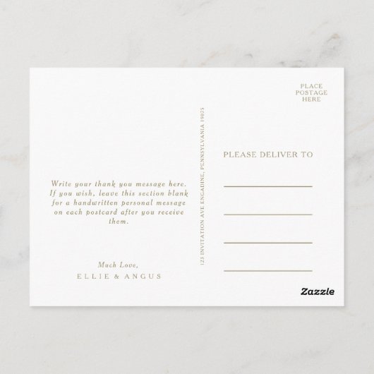 夏の夕日の水の色は結婚ありがとう ポストカード (裏面)