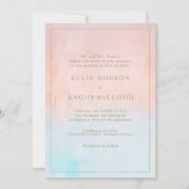 夏の夕日の水の色結婚すべて 招待状 (正面)