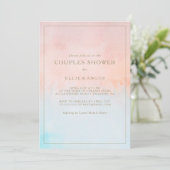 夏の夕日の水色カップルのシャワー 招待状 (スタンド正面)