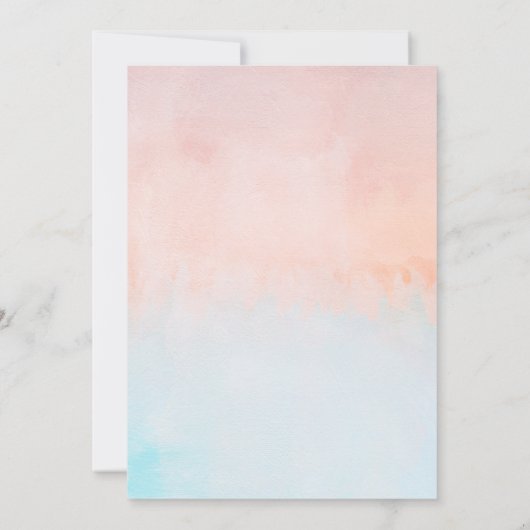 夏の夕日の水色カップルのシャワー 招待状 (裏面)