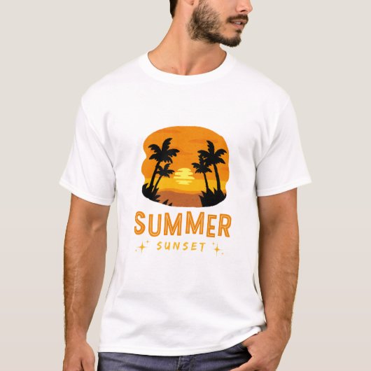 夏の夕日グラフィックTシャツ Tシャツ (正面)