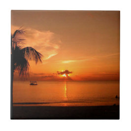 夏の夕日 タイル