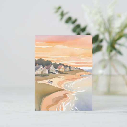 夏の夕日 | マルタのブドウ畑の水の色 ポストカード (スタンド正面)