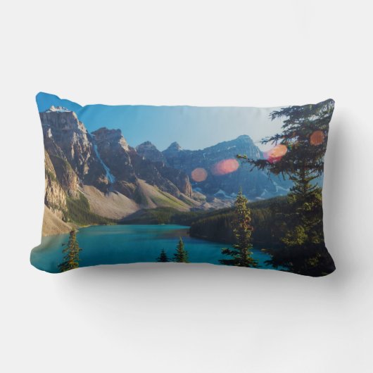 夏の夕日 |モレーヌ湖（カナダ） ランバークッション (正面)