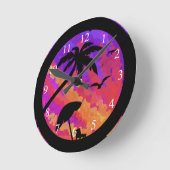 夏の夕日 ラウンド壁時計 (傾斜)