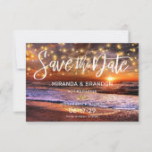 夏の夕焼けビーチウェディング 保存日カード 招待状 (正面)