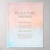 夏の夕焼け水彩オーダーメイドドリンクサイン ポスター (正面)