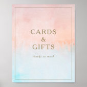 夏の夕焼け水彩カードとギフトの看板 ポスター (正面)