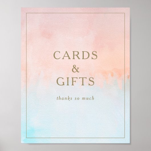 夏の夕焼け水彩カードとギフトの看板 ポスター (正面)