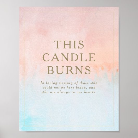 夏の夕焼け水彩画 このキャンドルが燃えるウェディング ポスター (正面)
