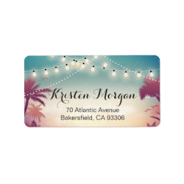 夏の夕焼け パームツリー ストリングライト ラベル